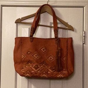 Steven Logo Aztec Patterned or Western Vibes Shoulder Bag with Unique Tassels.